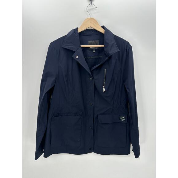 Sam Edelman Navy Blue Waterproof Button Down Rain Coat Jacket Size L Utility - Picture 1 of 8